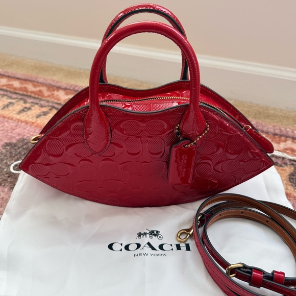 Coach Handbags - COACH-Patent Leather Lip Bag with Top Handles and Cross Body Strap- Limited